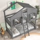 thumbnail image 2 of Twin over Twin House Bunk Bed with Roof , Window, Window Box, Door , with Safety Guardrails and Ladder, Grey, 2 of 3