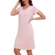 thumbnail image 4 of INSPIRE CHIC Camisón de Mujer Modal Vestido de Noche Elástico Cuello en V Mangas Cortas Suave Ligero Cintura Plisada Ropa de Casa M Rosa, 4 of 6