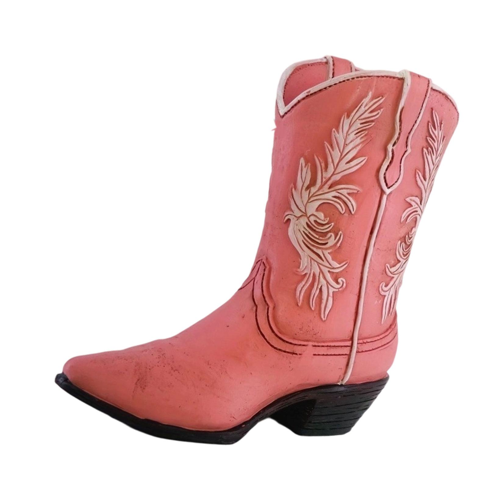 Bothyi - Jarrón De Resina Con Forma De Bota De Vaquero, Florero Coleccionable Moderno Y Único, Regalo Ideal, Color Rosa