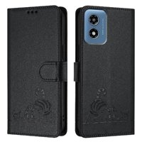 Funda Tipo Cartera Foxdock Para Motorola Moto G Play 4G 2024 Con Soporte, Ranuras, Rfid, Diseño De Gato