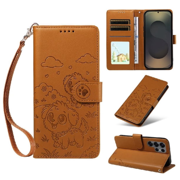 Funda Billetera FOXDOCK Compatible con Samsung Galaxy S25 Ultra, Diseño Perrito Tierno, Ranuras para Tarjetas y Soporte Plegable