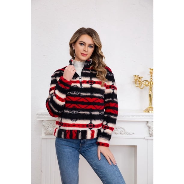 Polerón Peludo Étnico Otoño Invierno Chaqueta Mujer 6078