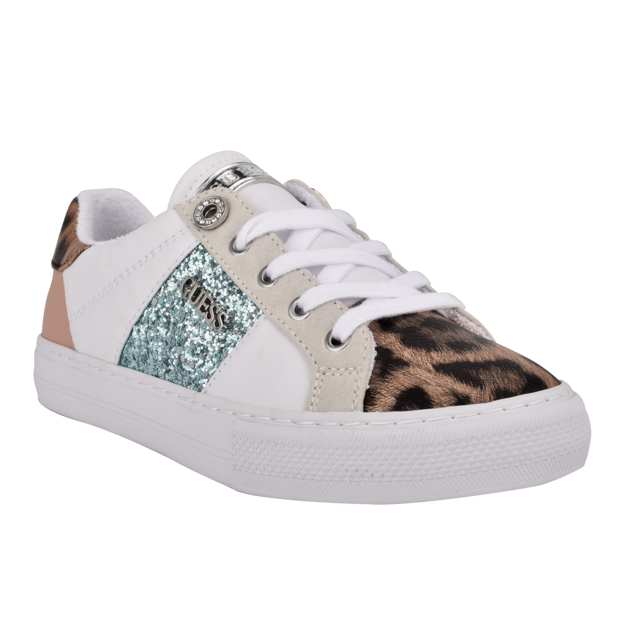Zapatilla Guess Loven Para Mujer, Color Blanco/rosa, Leopardo, Talla 7.5