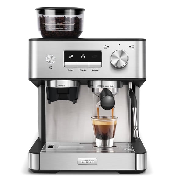 Máquina de café espresso Gevi 20 bar con molinillo y espumador de leche de 2,3 litros