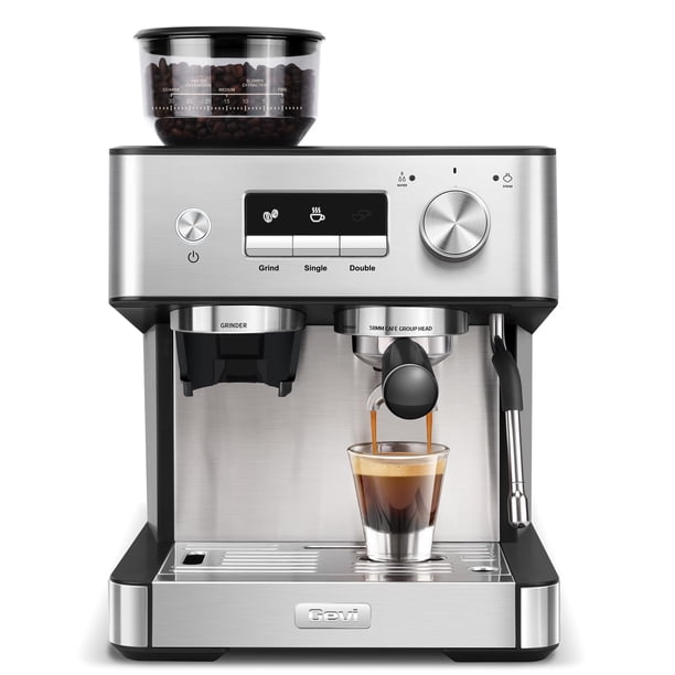 Máquina de café espresso Gevi 20 bar con molinillo y espumador de leche de 2,3 litros