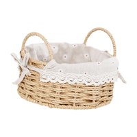 Magideal - Cesta De Almacenamiento, Cesta Para Servir Alimentos, Contenedor De Almacenamiento Para El Hogar Con Asa, Caja De Cosméticos, Organizador De Artículos Redondo S