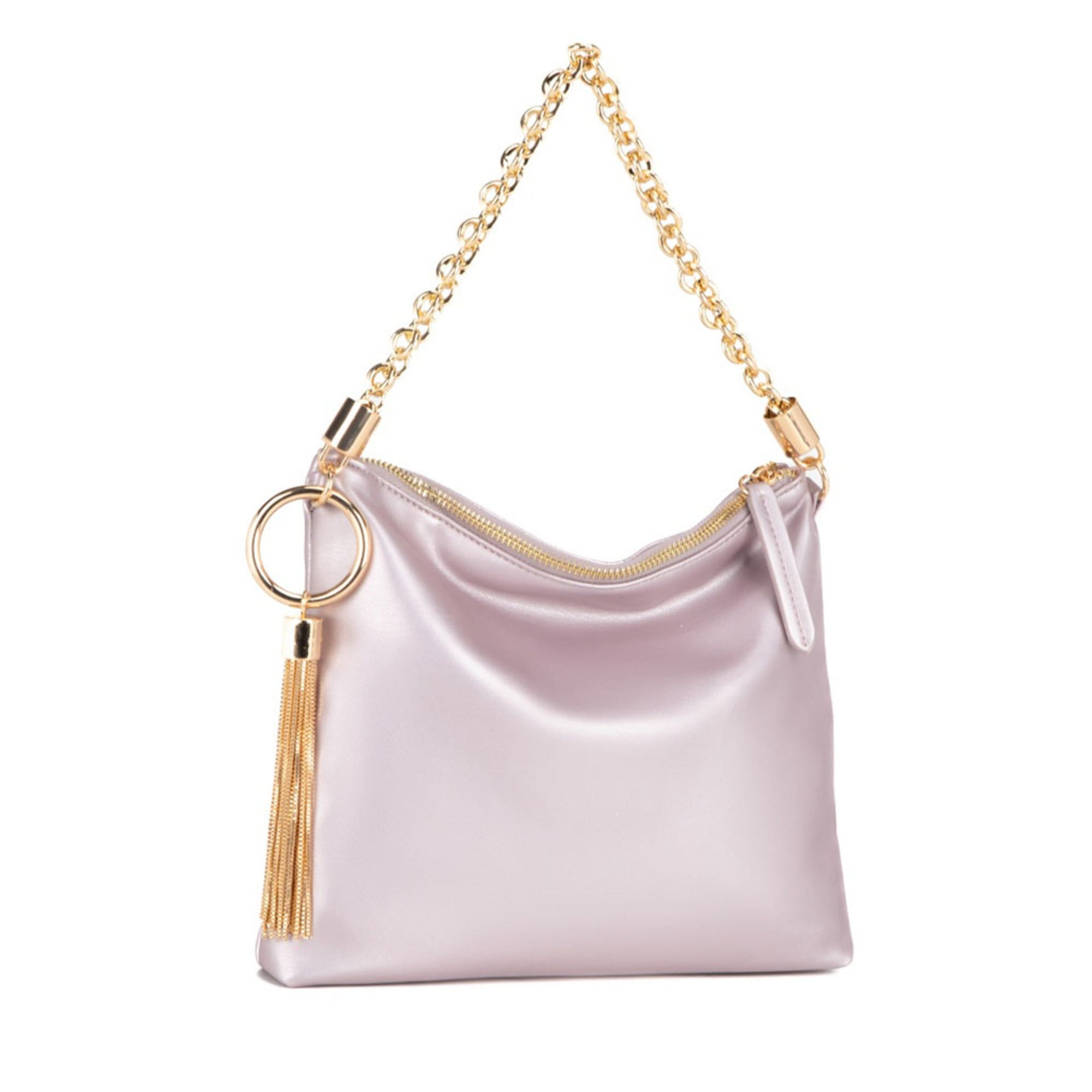 Bolso De Hombro De Mujer Mkf Collection - Brigitte, Vegan Leather, Versatile Handbag, Color Metallic Lilac