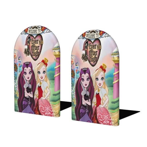 Ever After High Sujetalibros decorativos temáticos, tope para estantería con base antideslizante, uso dual para hogar y oficina - 2 piezas