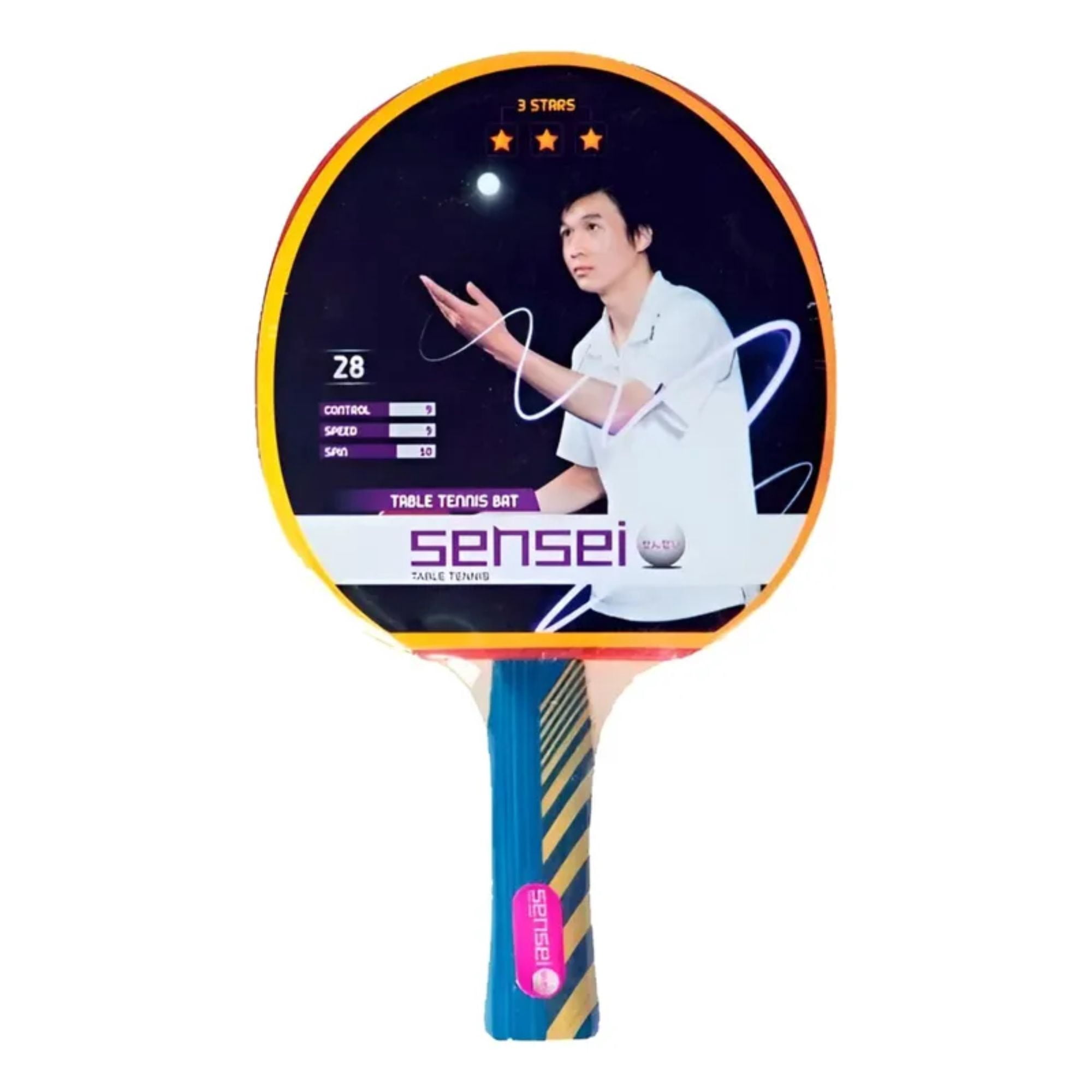 Paleta De Ping Pong Sensei 3 Star Negra Y Roja