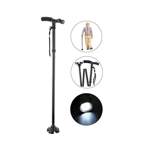 Tomasstore - Bastón Plegable Y Extensible Ajustable Luz Led