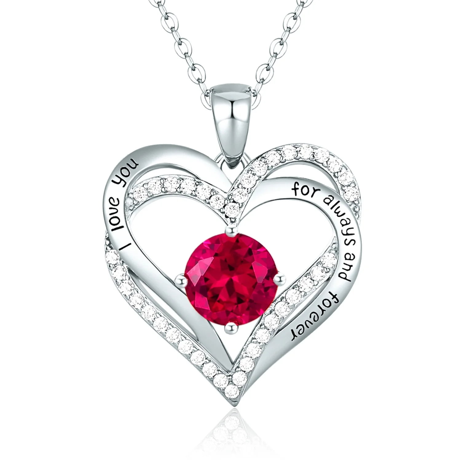 Heshpaws - Collar Colgante De Amor De Amor Con Piedra De Nacimiento Zirconia, Regalo De Joyería De Las Mujeres Para La Navidad, Cumpleaños, Aniversario