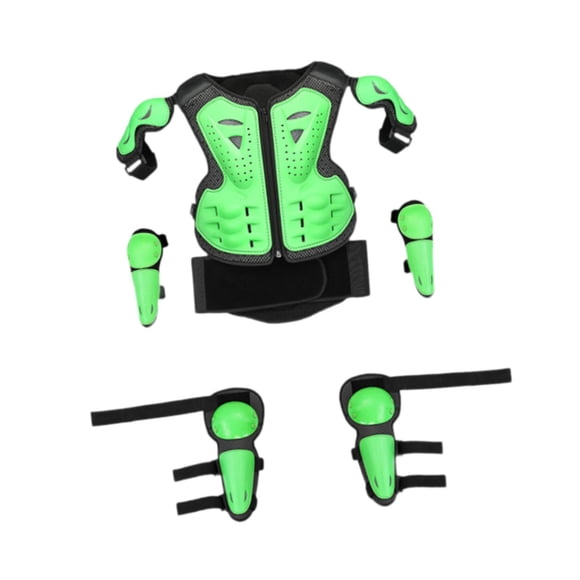 Armadura De Motocicleta Para Niños Con Rodillera, Codo, Brazo, Almohadilla De Protección Para Hombros Para Esquiar, Verde