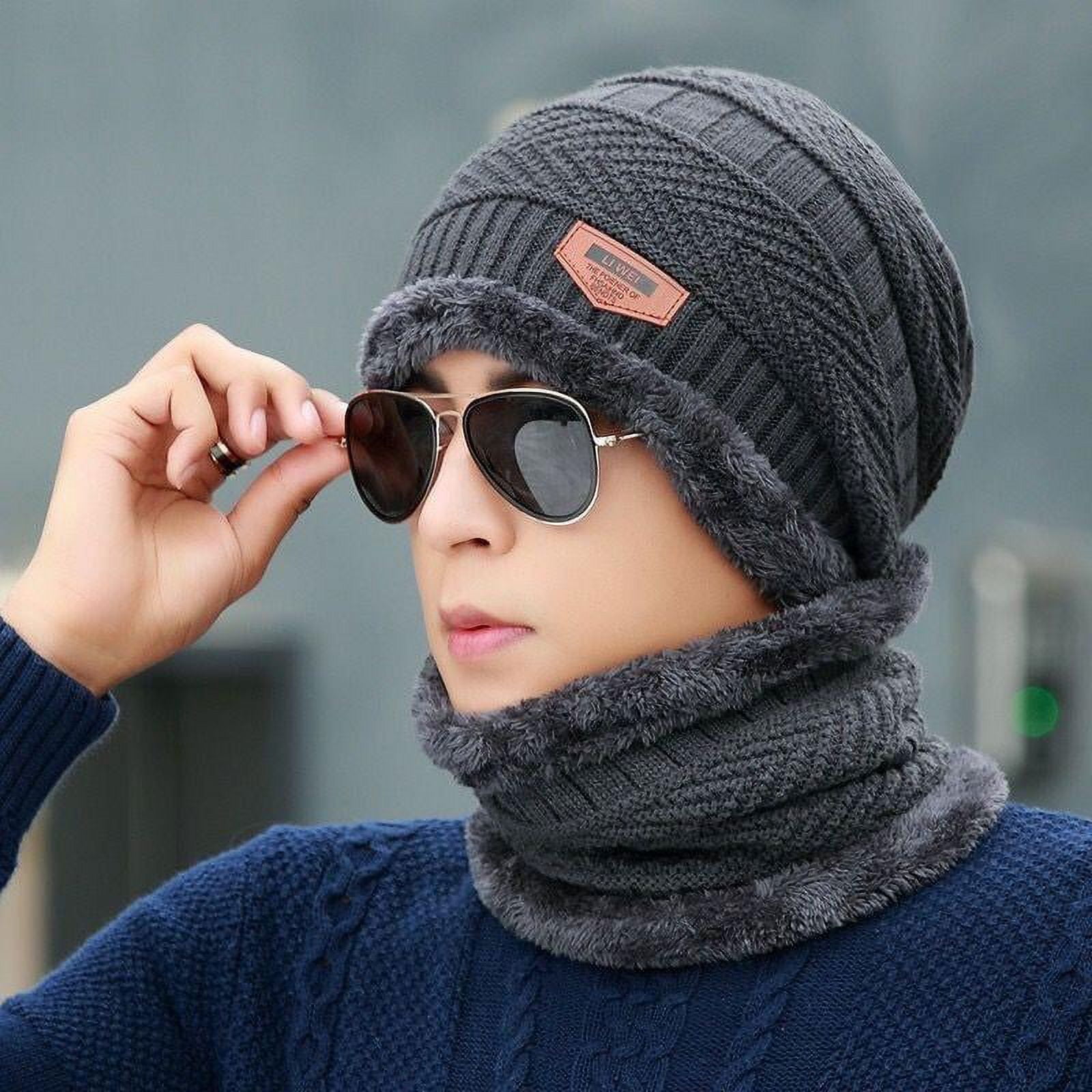 Genérico - Gorro De Invierno Con Interior De Chiporro + Cuello Gris