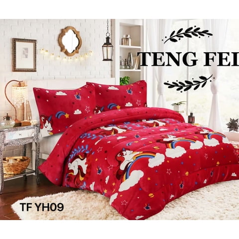 Aladdins Shop - Cobertor De Invierno De Plush Y Chiporro 1,5 Plaza Fucsia Unicornio Tf 09