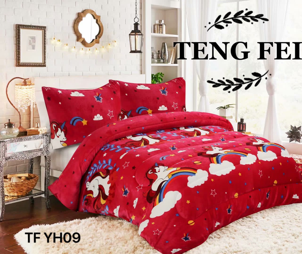 Aladdins Shop - Cobertor De Invierno De Plush Y Chiporro 1,5 Plaza Fucsia Unicornio Tf 09