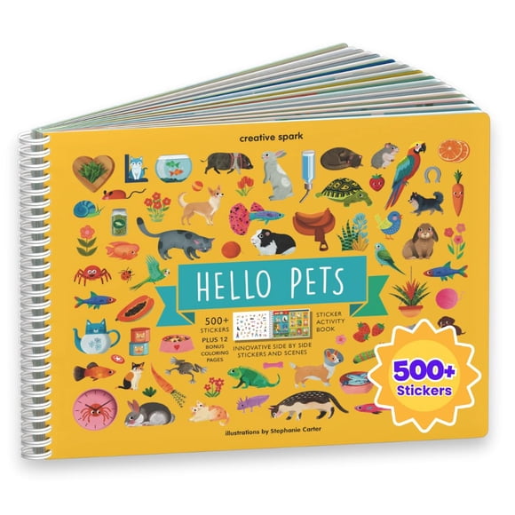 Libro de pegatinas Cupkin Hello Pets con más de 500 pegatinas de gatos para niños de 2 a 8 años