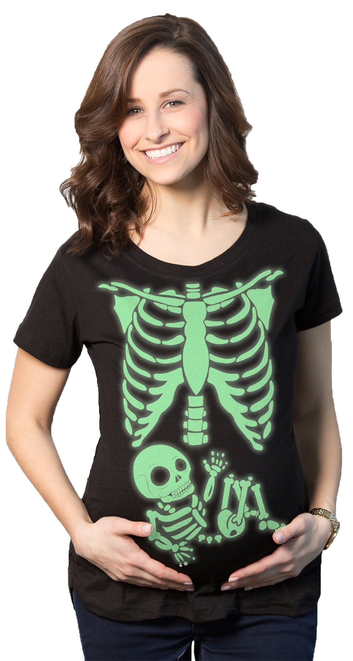 Crazy Dog T-Shirts - Camiseta De Maternidad Crazy Dog Skeleton Para Bebé Disfraz De Halloween