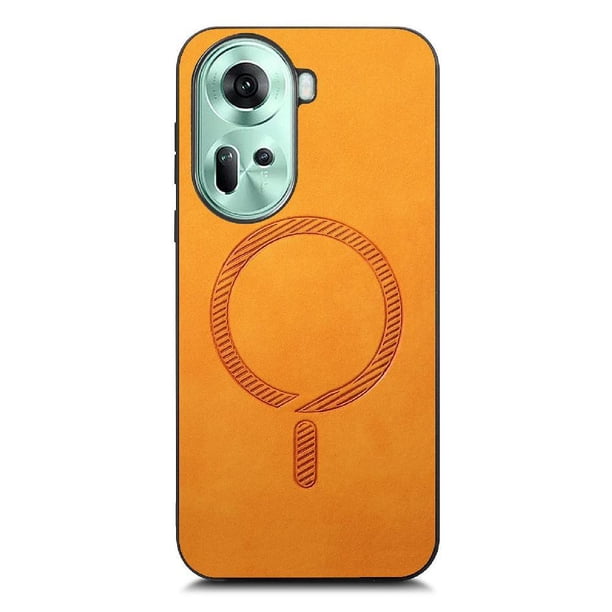 Magnetic Slim Case for OPPO Reno 11 5G with Camera Guard & Anti-Scratch Back Yellow