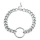 thumbnail image 5 of Collar de cadena de eslabones cubanos declarativos con círculo motero para hombre, plata para mujer, 5 of 5