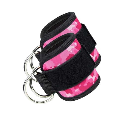 Ioensy - 2 Piezas Correas De Tobillo Para Máquina De Cable Para Rizos Entrenamiento De Fuerza Gimnasio En Casa Rosa