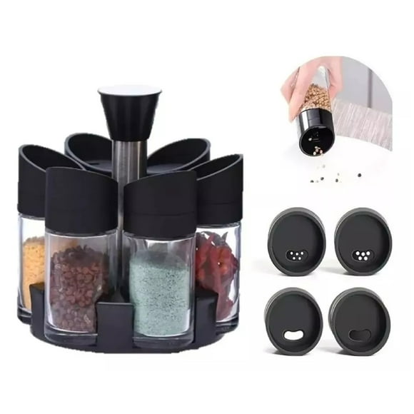 Especiero Giratorio + Set 6 Piezas Condimenteros