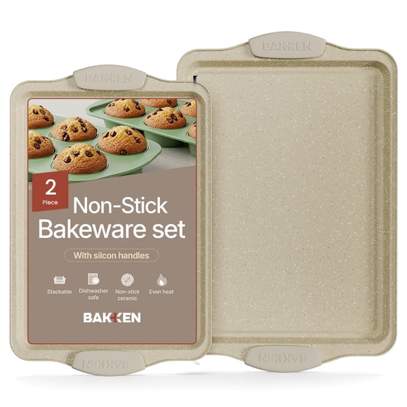 Sartenes para hornear BAKKEN Kitchen, tamaño mediano y grande, antiadherentes, juego de 2