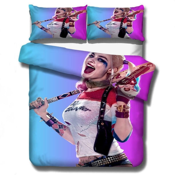 Harley Quinn Quilt Duna Duvet Cover Set Bed Pillow Covers3-Piece Bedding Set (1 Duvet Cover + 2 Pillow Shams)
