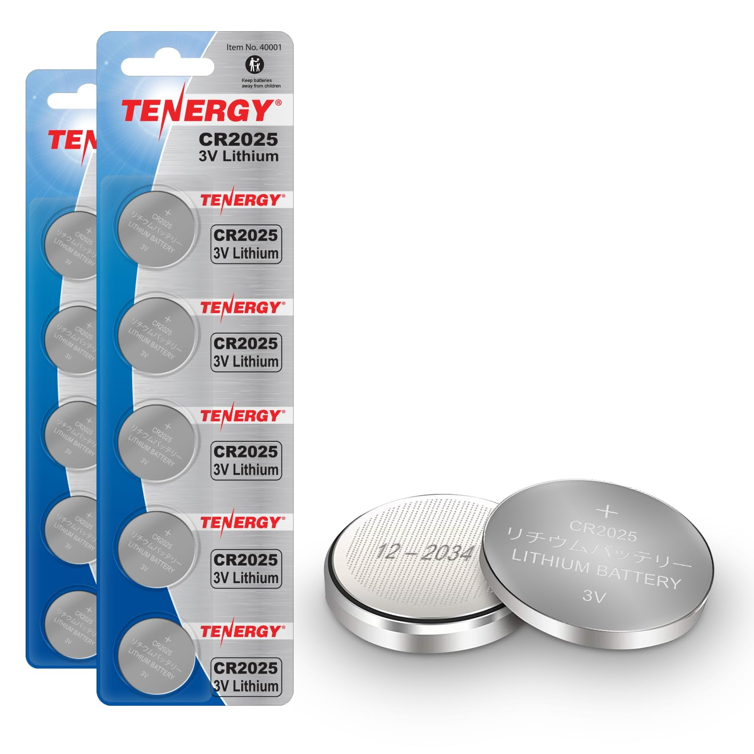 Batería Tenergy Cr2025 Con Botón De Litio, Pila Tipo Moneda, 3 V (paquete De 10)