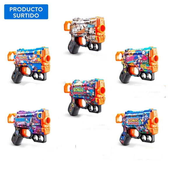 Lanzdardos Skin Menace Sonic Con 8 Dardos X-Shot, producto surtido, 1 un