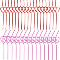 Xusx111 - 40 Piezas Pajas De Plástico De San Valentín En Forma De Corazón Pajas De Beber Pajas Decorativas Del Corazón Para El Día De San Valentín Suministros De Boda, Rojo Y Rosa
