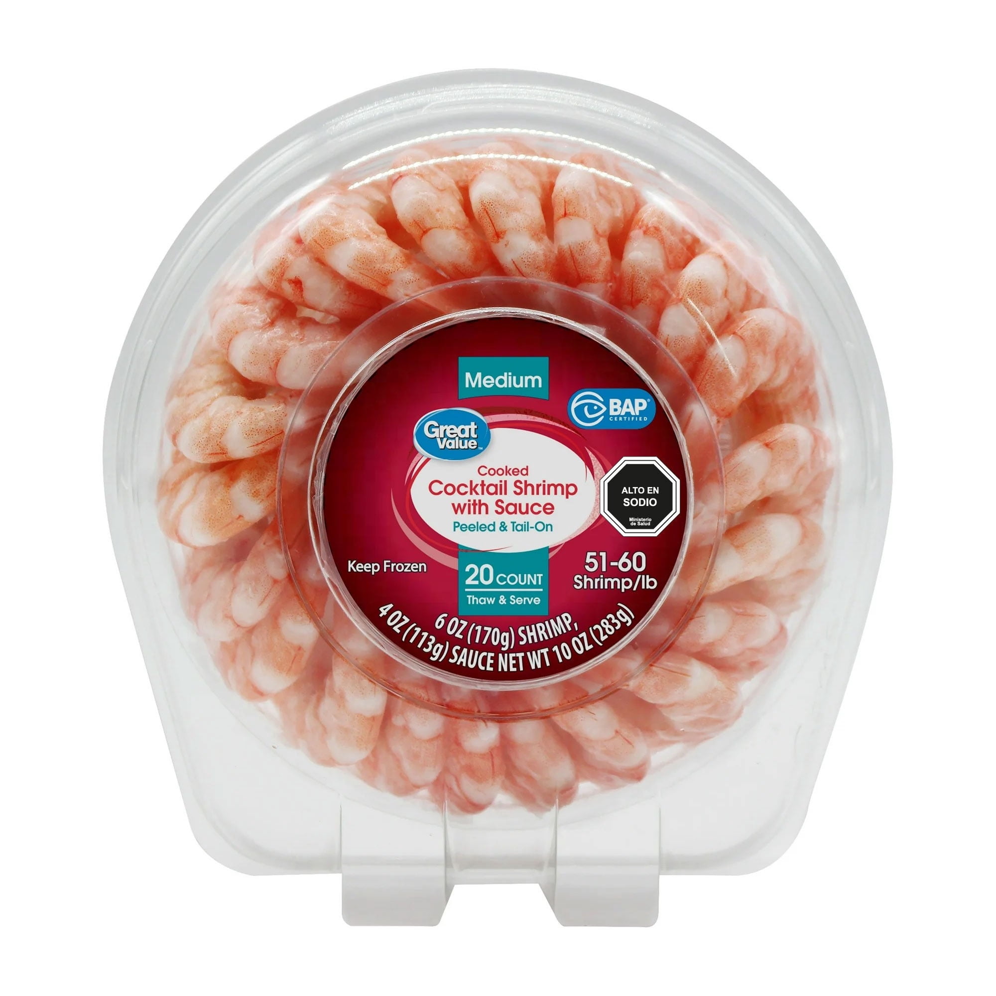 Anillo De Camarones Cocidos Para Cóctel Con Salsa 283 g Great Value