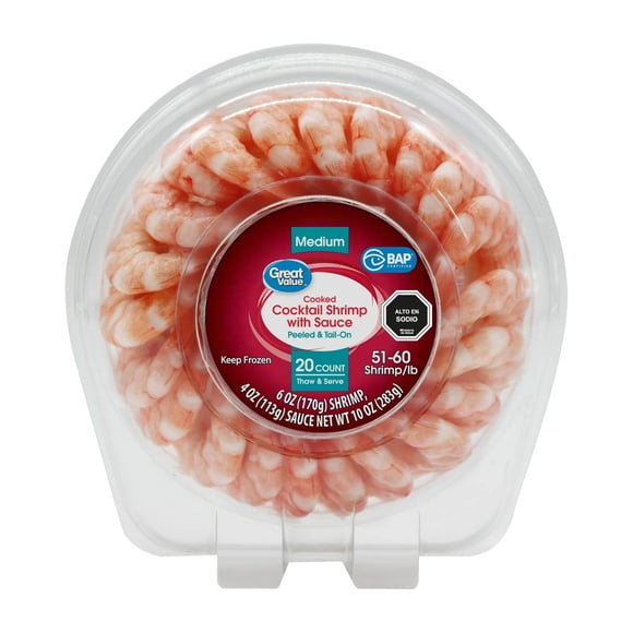 Anillo de Camarones Cocidos Para Cóctel con Salsa, 283 g