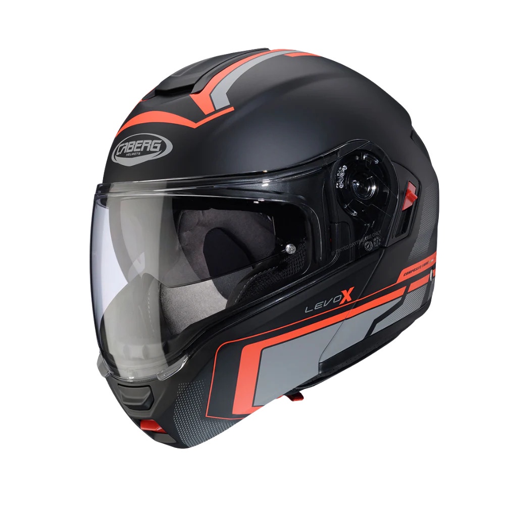 Casco Para Moto Caberg Levo X Elite Matt Back/Grey/Red Fluor 2Xl