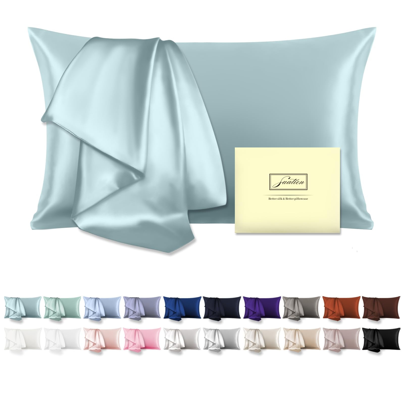 Funda De Almohada De Seda Suatien Standard, 51 X 66 Cm, Color Azul Oscuro