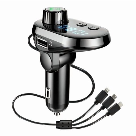 Genérico - Transmisor 5 En 1 Fm Bluetooth Usb Mp3 Auto