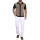 thumbnail image 2 of INSPIRE CHIC Polo de punto a rayas para hombre, manga corta de verano, con botones, camisa polo de jacquard, L negro, 2 of 5