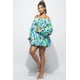 thumbnail image 2 of Saronite Vestido Corto Casual de Fiesta con Hombros Descubiertos y Mangas Largas, Color Azul (para Mujer), 2 of 4