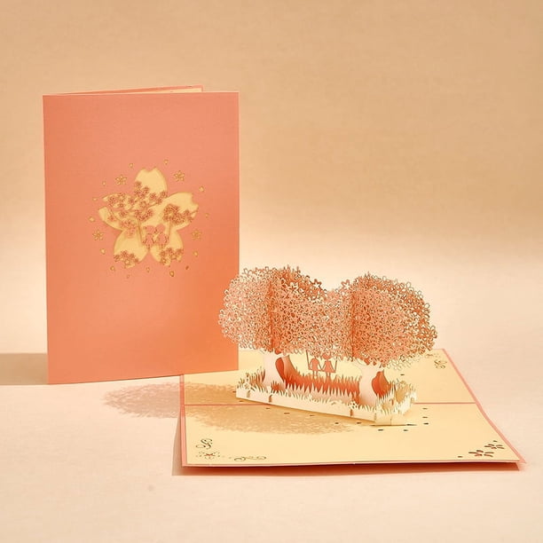 Surprise Your Loved One with a Romantic Cherry Blossom Pop Up Card - Perfect for Anniversaries, Weddings, Valentine's Day, Birthdays and More!