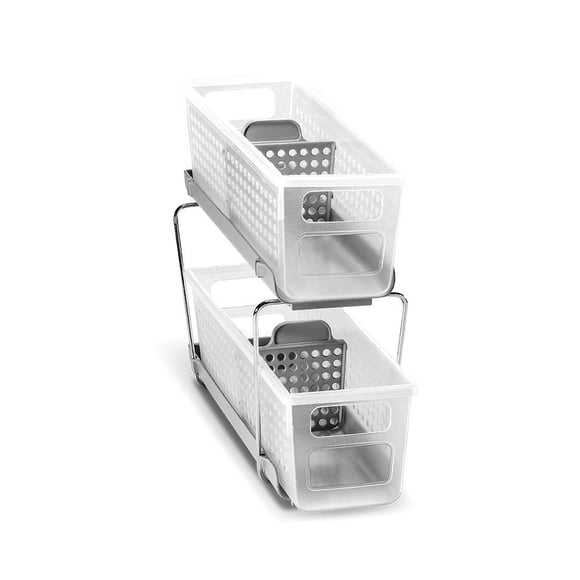 Organizador Madesmart Mini de plástico de 2 niveles con compartimentos divididos Frost