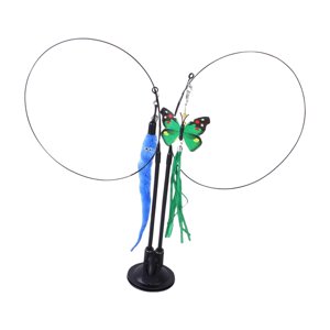 Ioensy - Juguete De Varita De Plumas Para Gatos Con Ventosa Para Gatos De Interior, Ejercicio De Entrenamiento Para Rascarse, Gusano Azul Verde