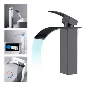 Genérico - Llave Lavamanos Monomando Cascada Baño De Lujo Acero Negro