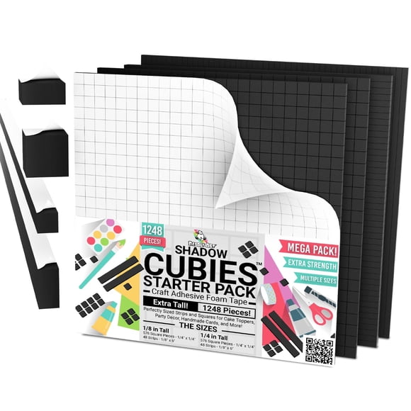 Mega paquete de cinta adhesiva Bearly Art CUBIES de doble cara, 1248 unidades