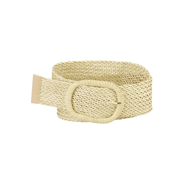 INSPIRE CHIC Cinturones Anchos de Mujer Cinturones Trenzados Tejidos para Vestido Hebilla Gruesa 22.83-37.01" Beige