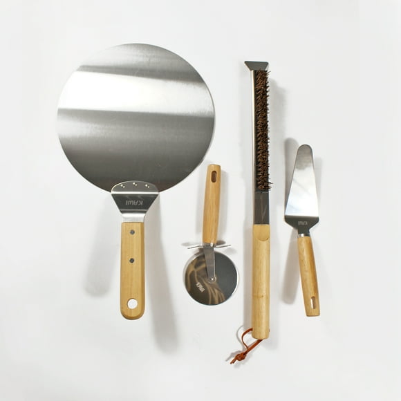 Set 4 Piezas Para Pizza Acero Inox Madera Pizzaiolo De Kawi®
