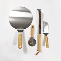 Set 4 Piezas Para Pizza Acero Inox Madera Pizzaiolo De Kawi®