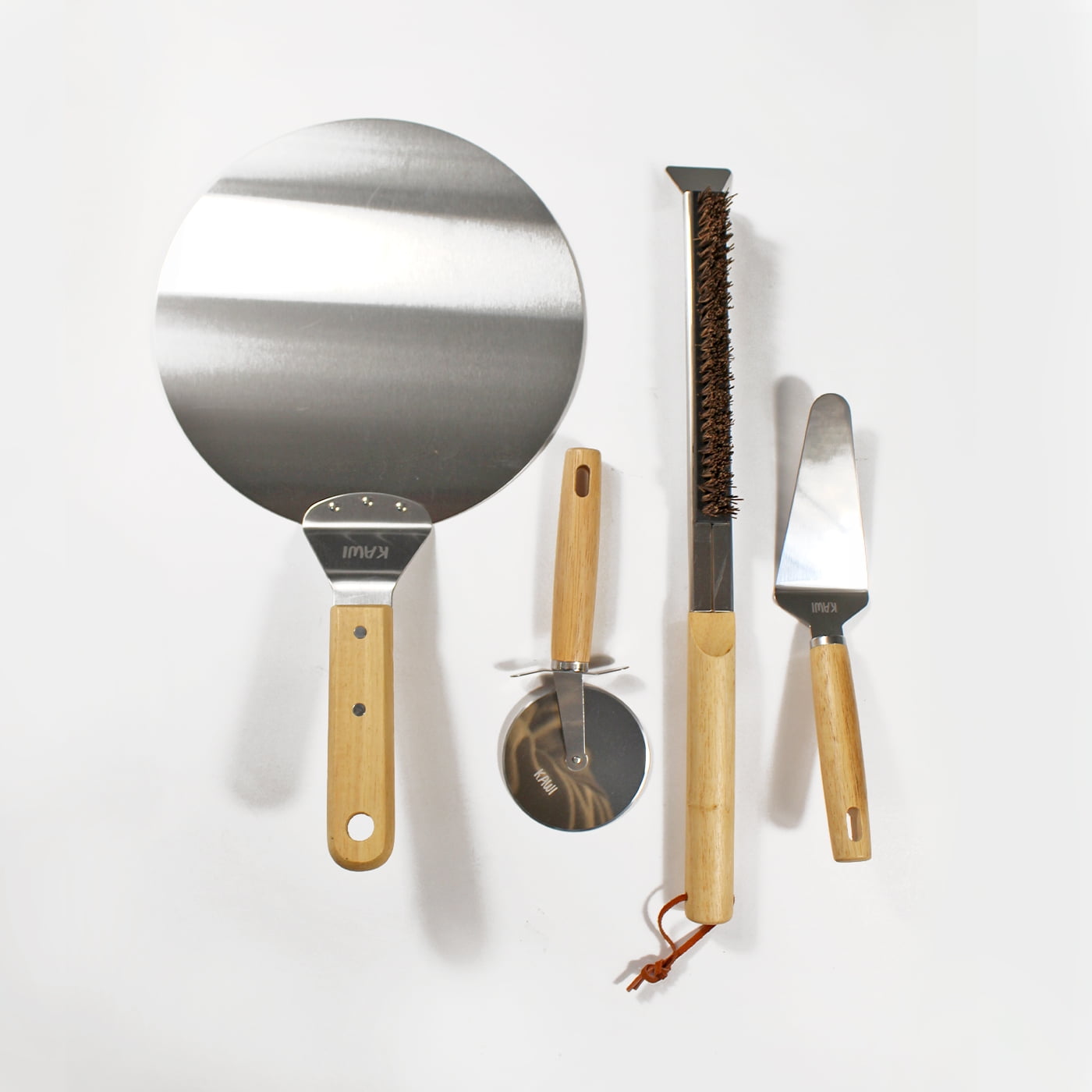 Set 4 Piezas Para Pizza Acero Inox Madera Pizzaiolo De Kawi®