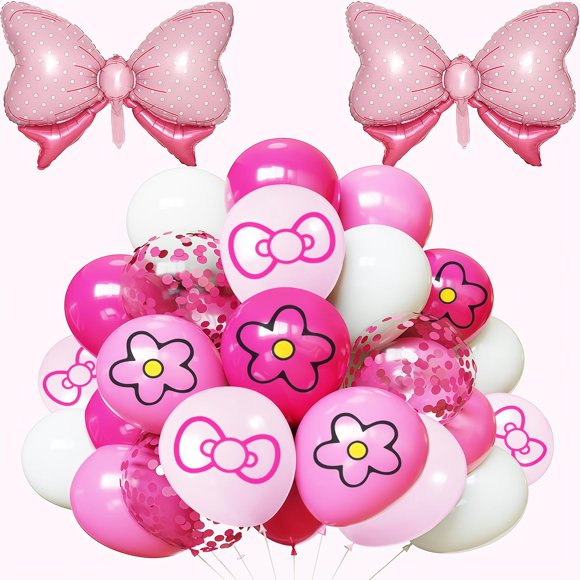 Globos Para Fiesta Rosa De 12 Pulgadas 64 Piezas Con Globos De Moño