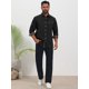 thumbnail image 5 of INSPIRE CHIC Camisa de Vestir de Hombre con Contraste, Cuello de Cuadros, Camisas Casual de Botones XL Negro, 5 of 8