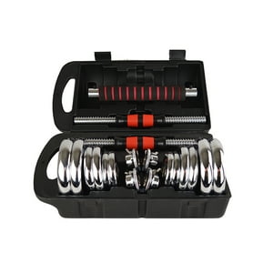 Sportime - Set De Mancuernas 15Kg Acero Cromadas Barra Y Maletín