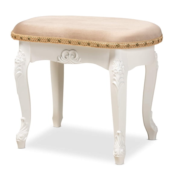 Poliéster Ottomans Baxton Studio Sand/Blanco/Dorado
